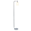 Simple Designs Modern Iron Lantern Floor Lamp with Glass Shade, Chrome - Chrome