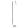 Simple Designs Modern Iron Lantern Floor Lamp with Glass Shade, Chrome - Chrome