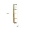 Simple Designs Floor Lamp Etagere Organizer Storage Shelf w 2 USB Charging Ports, 1 Charging Outlet & Linen Shade, Tan - Tan