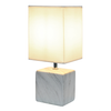 Simple Designs Petite Marbled Ceramic Table Lamp with Fabric Shade, White with White Shade - White base/White shade