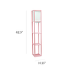 Simple Designs Floor Lamp Etagere Organizer Storage Shelf w 2 USB Charging Ports, 1 Charging Outlet & Linen Shade,Lt Pnk - Light Pink