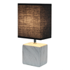 Simple Designs Petite Marbled Ceramic Table Lamp with Fabric Shade, White with Black Shade - White base/Black shade