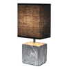 Simple Designs Petite Marbled Ceramic Table Lamp with Fabric Shade, Black with Black Shade - Black base/Black shade