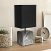 Simple Designs Petite Marbled Ceramic Table Lamp with Fabric Shade, Black with Black Shade - Black base/Black shade