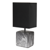 Simple Designs Petite Marbled Ceramic Table Lamp with Fabric Shade, Black with Black Shade - Black base/Black shade