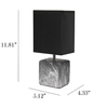 Simple Designs Petite Marbled Ceramic Table Lamp with Fabric Shade, Black with Black Shade - Black base/Black shade