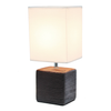 Simple Designs Petite Faux Stone Table Lamp with Fabric Shade, Brown with White Shade - Brown base/White shade