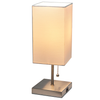 Simple Designs Petite Stick Lamp with USB Charging Port and Fabric Shade, White - Brushed Nickel base/White shade