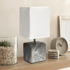 Simple Designs Petite Marbled Ceramic Table Lamp with Fabric Shade, Black with White Shade - Black base/White shade