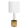 Simple Designs Hammered Metal Organizer Table Lamp with USB charging port and Fabric Shade, Gold - Gold base/White shade