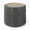 Simpli Home - Larissa Round Braided Pouf - Natural and Teal