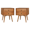 Walker Edison - 2-Piece Mid-Century 2-Drawer Nightstand Set - Caramel