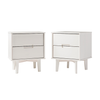 Walker Edison - 2-Piece Mid-Century Solid Wood Nightstand Set - White