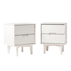 Walker Edison - 2-Piece Mid-Century Solid Wood Nightstand Set - White