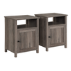 Walker Edison - 2-Piece Farmhouse Grooved-Door Side Table Set - Rustic Oak