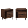 Walker Edison - 2-Piece Mid-Century Storage Side Table Set - Dark Walnut