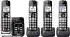 Panasonic Cordless Phone with 4 Handsets, Link2Cell Bluetooth, Smart Call Block & Digital Answering Machine - KX-TGD864S - Black with Silver Rim