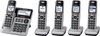 Panasonic Cordless Phone with 5 Handsets, Link2Cell Bluetooth, Smart Call Block & Digital Answering System - KX-TGF975S - Black with Silver Rim