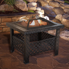 Nature Spring - 26” Woven Metal Square Fire Pit Set, Wood Burning Pit  Great for Outdoor and Patio - Bronze