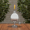Nature Spring - Tabletop Torch Lamp - 10” Stainless Steel Outdoor Fuel Canister Flame Light for Citronella with Fiberglass Wick - Stainless Steel