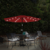 Nature Spring - Patio Umbrella – 10 Foot Deck Shade with Solar Powered LED Lights, Crank Tilt and Fade Resistant, UV Protection Canopy - Crimson Red