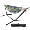 Hastings Home - Double Brazilian Hammock with Stand– Woven Cotton, 2-Person, Outdoor Swing with Frame for Camping, Backyard & Patio - Blue/Lime