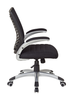 OSP Home Furnishings - Mesh Seat and Screen Back Managers Chair with Padded Silver Arms and Nylon Base - Black