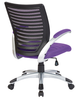 OSP Home Furnishings - Mesh Seat and Screen Back Managers Chair with Padded Silver Arms and Nylon Base - Purple
