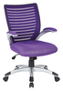 OSP Home Furnishings - Mesh Seat and Screen Back Managers Chair with Padded Silver Arms and Nylon Base - Purple