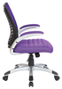 OSP Home Furnishings - Mesh Seat and Screen Back Managers Chair with Padded Silver Arms and Nylon Base - Purple