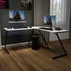 Flash Furniture - L-Shaped Computer White Desk, Gaming Desk, Home Office Desk, Black Frame - White/Black