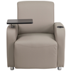 Flash Furniture - LeatherSoft Guest Chair with Tablet Arm, Chrome Legs and Cup Holder - Gray