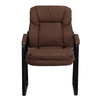 Flash Furniture - Executive Side Reception Chair with Lumbar Support and Sled Base - Brown Microfiber