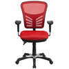 Flash Furniture - Mid-Back Mesh Multifunction Executive Swivel Ergonomic Office Chair with Adjustable Arms - Red