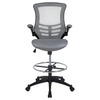 Flash Furniture - Mid-Back Ergonomic Drafting Chair with Adjustable Foot Ring and Flip-Up Arms - Dark Gray Mesh