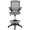 Flash Furniture - Mid-Back Mesh Ergonomic Drafting Chair with Adjustable Foot Ring and Flip-Up Arms - Dark Gray