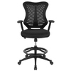 Flash Furniture - High Back Designer Mesh Drafting Chair with LeatherSoft Sides and Adjustable Arms - Black