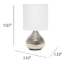 Simple Designs Hammered Silver Drip Mini Table Lamp, White - Silver