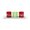 Elegant Designs Merry & Bright Christmas Candle Set of 3 - Green and Red
