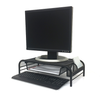 Mind Reader Metal Mesh Monitor Stand and Desk Organizer with Drawer, Monitor Riser, Black - 2 Pack - Black