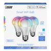 FEIT ELECTRIC - 60 Watt Equivalent RGBW AA19 Alexa Google Smart Wi-Fi Light Bulb - 3 Pack - Multicolor