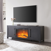 Camden&Wells - Chabot Log Fireplace TV Stand for TVs up to 80" - Charcoal Gray
