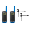 Motorola - T270 25-mile 22-Channel FRS 2-Way Radios Pair with IXTN4011AR Single Pin Earpiece - Blue & Black