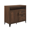 Walker Edison - Modern Storage Secretary Desk with Gliding Shelf - Dark Walnut