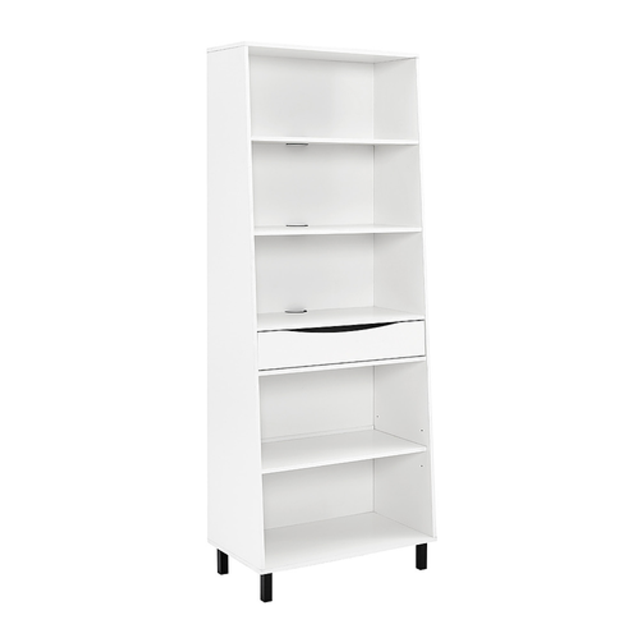 Walker Edison - Modern Drawer 5-Shelf Tall Bookcase - Solid White