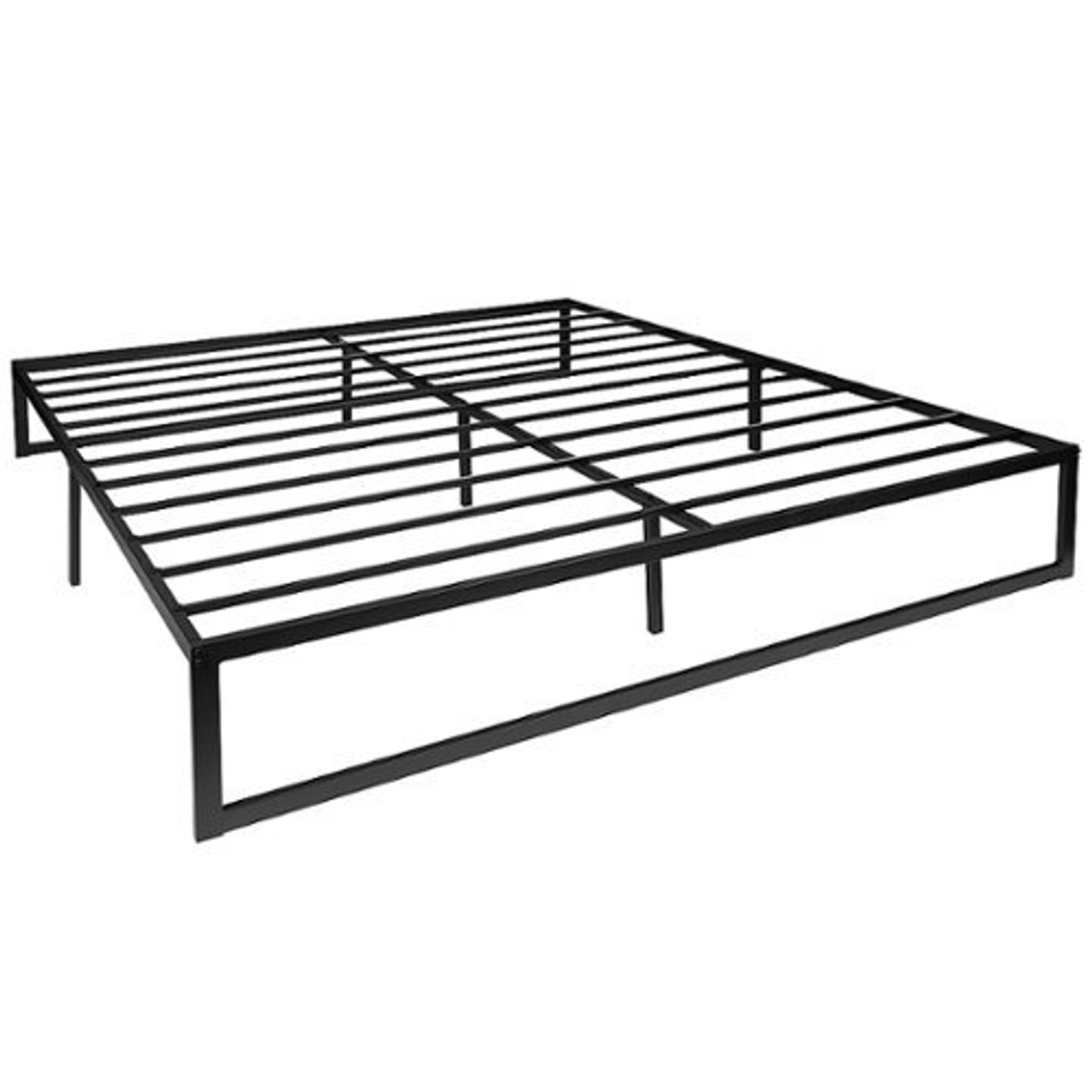 Flash Furniture - Universal 14 Inch Metal Platform Bed Frame - No Box Spring Needed w/ Steel Slat Support and Quick Lock Functionality - Black