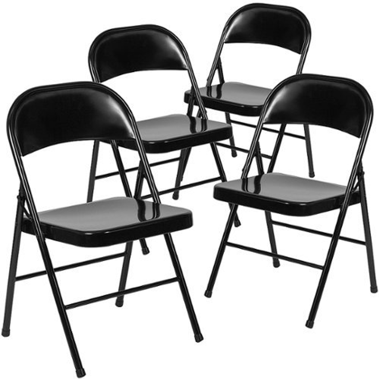 Flash Furniture - 4 Pack HERCULES Series Double Braced Metal Folding Chair - Black