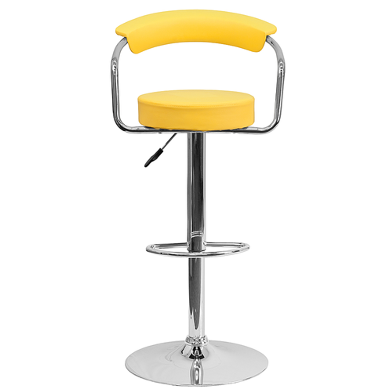 Flash Furniture - 2 Pack Contemporary Vinyl Adjustable Height Barstool with Arms and Chrome Base - Yellow