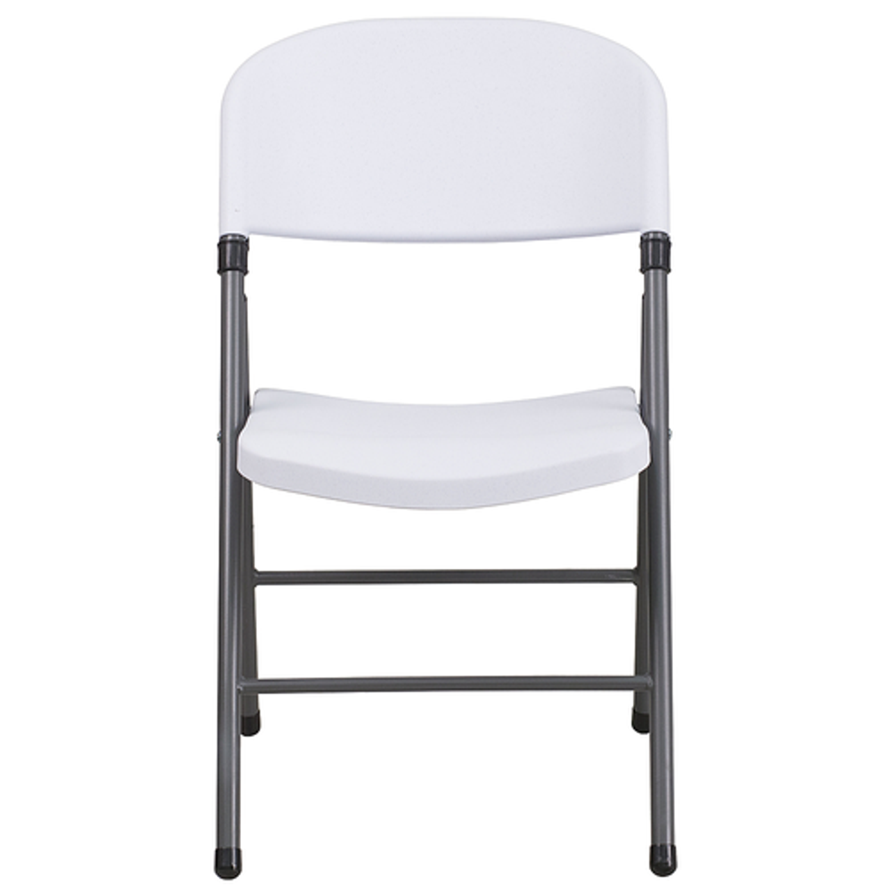 Flash Furniture - 2 Pack HERCULES Series 330 lb. Capacity Plastic Folding Chair with Charcoal Frame - Granite White