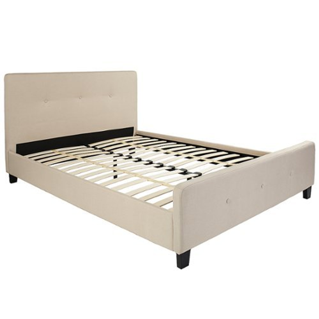 Flash Furniture - Tribeca Button Tufted Upholstered Platform Bed - Beige